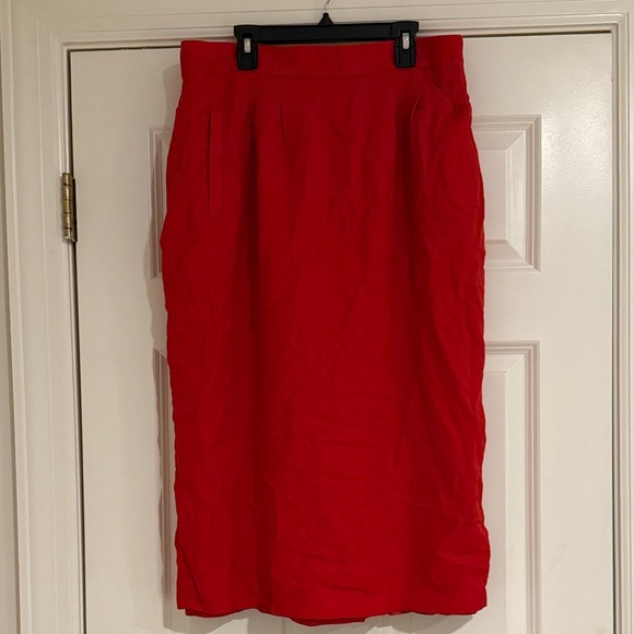 Talbots Vibrant Red Midi Skirt - Picture 1 of 8